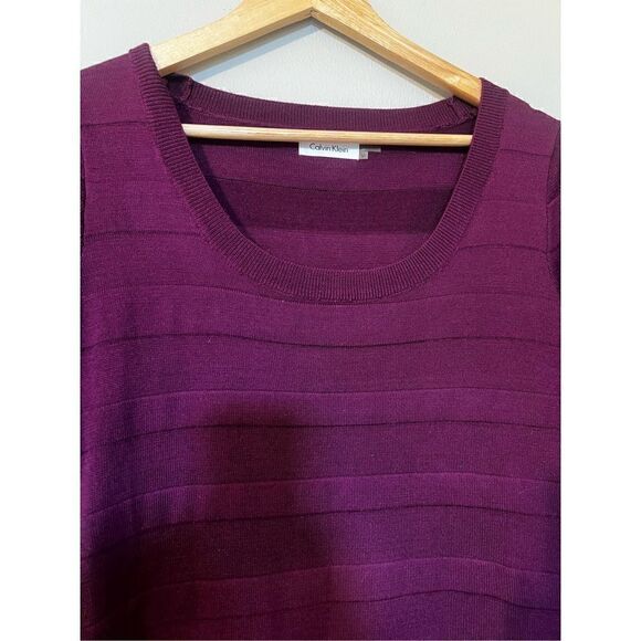 Calvin Klein Women’s Size Medium A Line Dress Purple Scoop Neck Half Sleeve - Picture 7 of 11
